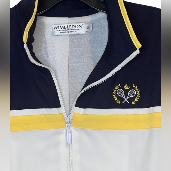 Vintage Unisex Wimbledon Jacket Size Small Blue White Yellow - Picture 4 of 7